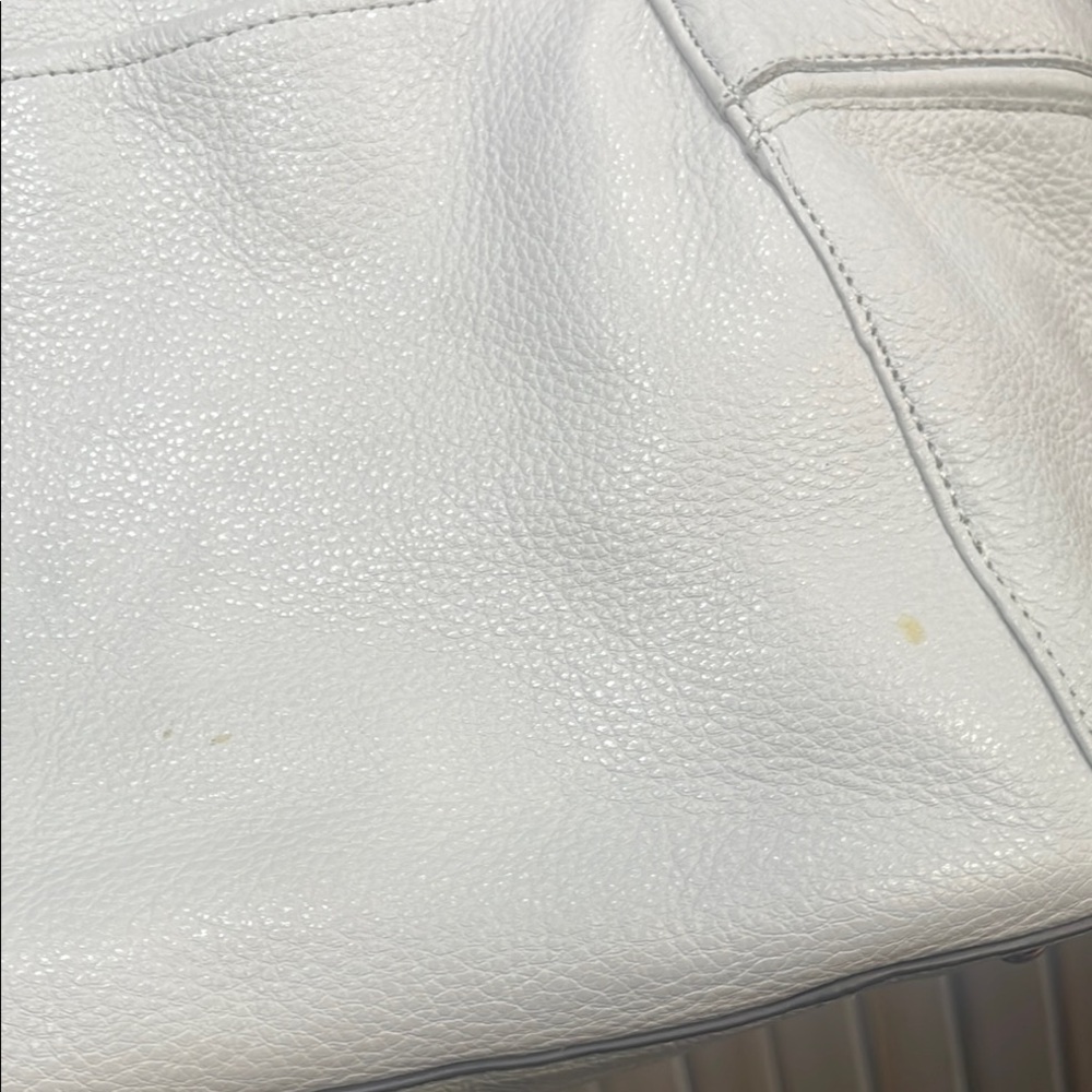 Aimee Kestenberg White Pebbled Leather Tote with Metallic Hardware - Picture 16 of 17